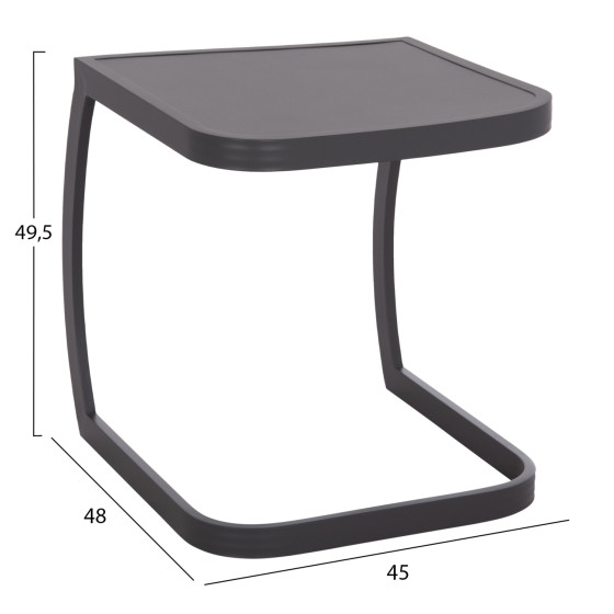 SUNBED SIDE TABLE RICKON HM6324.01 ALUMINUM IN GREY COLOR 45x48x49.5Hcm.