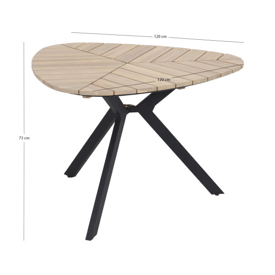 OUTDOOR TABLE TRADEN HM6242 ACACIA WOOD IN LEAF SHAPE-METAL LEGS 110x108x76Hcm.