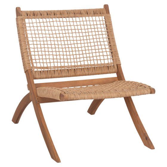 FOLDABLE LOUNGE CHAIR FERMO HM6243.01 ACACIA WOOD IN NATURAL-SYNTHETIC WICKER 60x76x72Hcm.