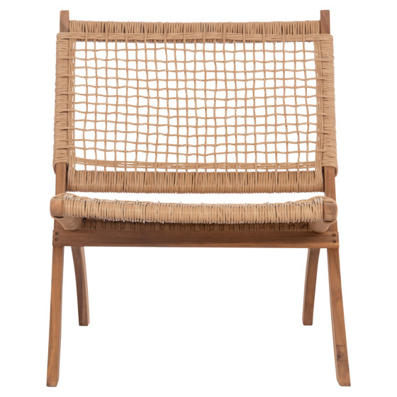 FOLDABLE LOUNGE CHAIR FERMO HM6243.01 ACACIA WOOD IN NATURAL-SYNTHETIC WICKER 60x76x72Hcm.