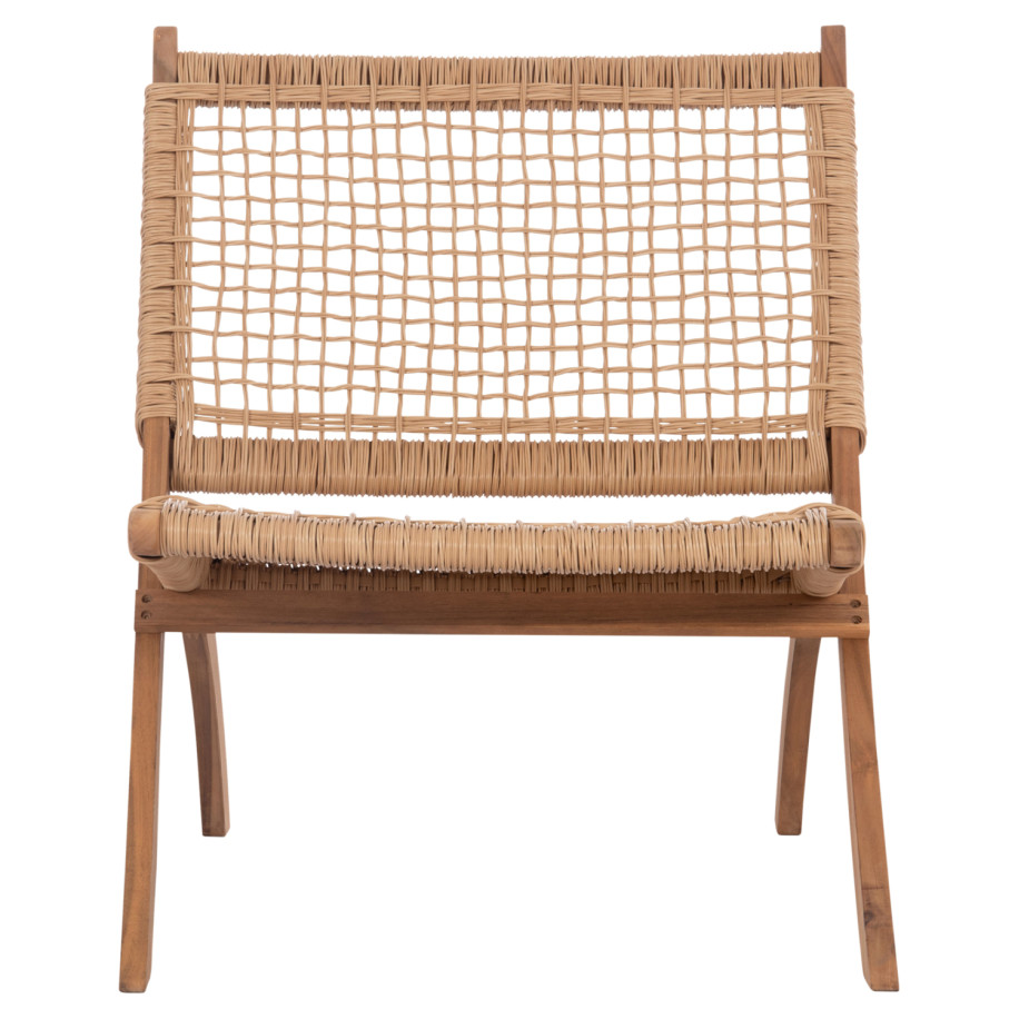 FOLDABLE LOUNGE CHAIR FERMO HM6243.01 ACACIA WOOD IN NATURAL-SYNTHETIC WICKER 60x76x72Hcm.