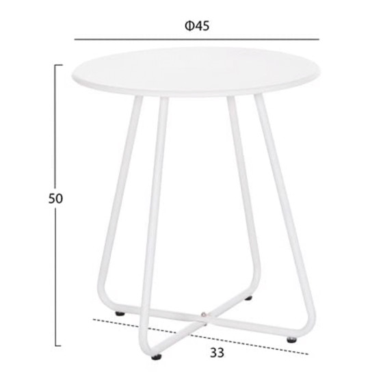 OUTDOOR LOUNGE SET 3PCS PONY HM21194 METAL COFFEE TABLE IN WHITE--WICKER RATTAN IN BLACK & WHITE