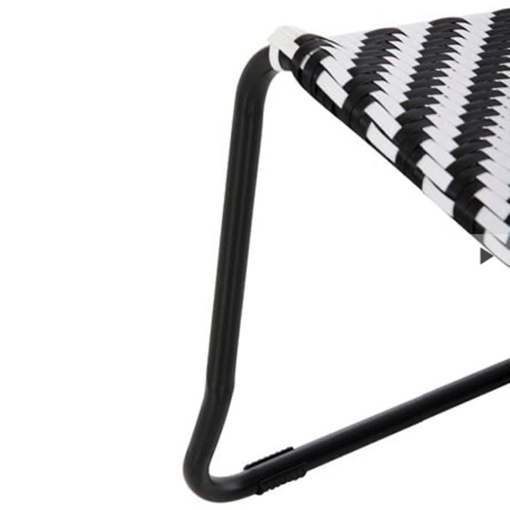 OUTDOOR LOUNGE SET 3PCS PONY HM21194 METAL COFFEE TABLE IN WHITE--WICKER RATTAN IN BLACK & WHITE