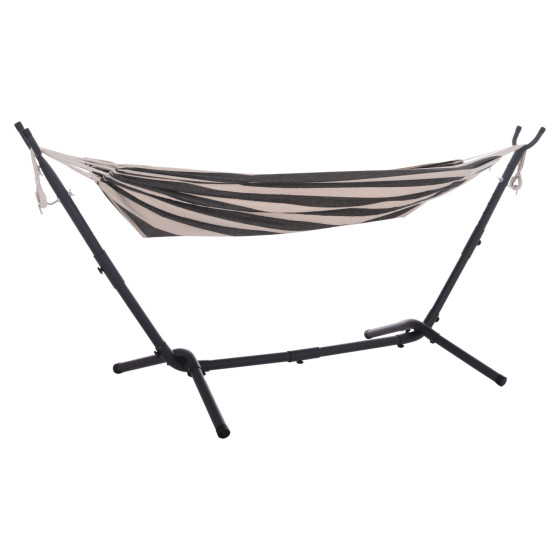 HAMMOCK CRAVE HM6304.03 ANTHRACITE METAL FRAME-BLUE FABRIC WITH WHITE STRIPES 265x93x105Hcm.