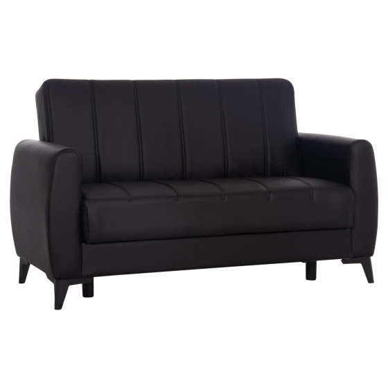 SOFA-BED 2-SEATER WITH STORAGE SPACE NIKKO HM3293.11 BLACK PU 144x75x84Hcm.