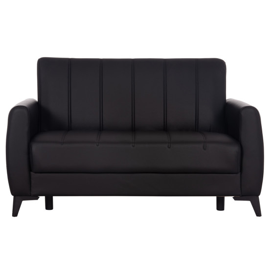 SOFA-BED 2-SEATER WITH STORAGE SPACE NIKKO HM3293.11 BLACK PU 144x75x84Hcm.