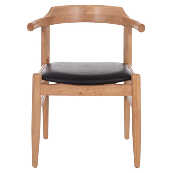 DINING CHAIR CERSEI HM9946.01 RUBBERWOOD IN LIGHT OAK & PU IN BLACK 57x53x72Hcm.