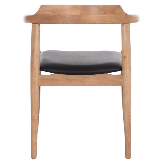DINING CHAIR CERSEI HM9946.01 RUBBERWOOD IN LIGHT OAK & PU IN BLACK 57x53x72Hcm.
