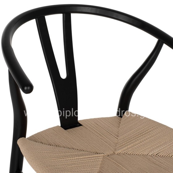 BAR STOOL BRAVE WITH WISHBONE BACK BEECH WOOD BLACK HM9405.02 48x53x100H cm.