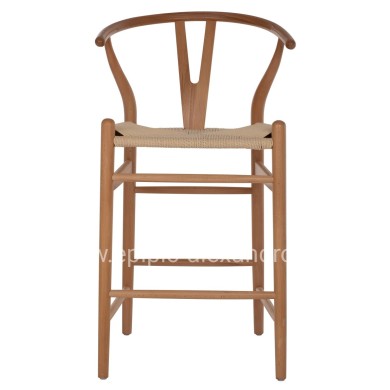 BAR STOOL BRAVE BEECH WOOD NATURAL WISHBONE BACK HM9405.01 48x53x100Hcm.