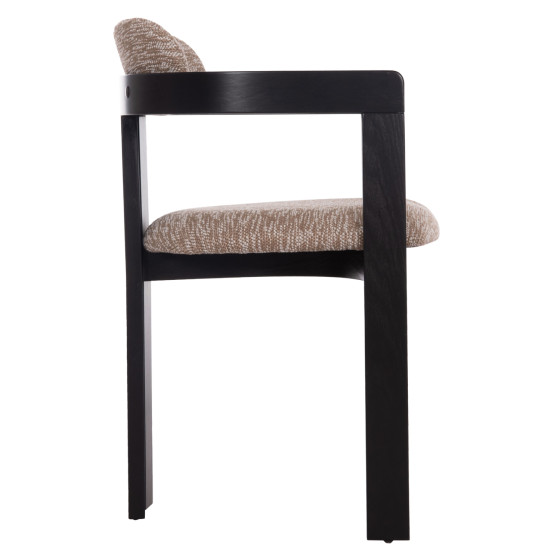 DINING CHAIR KALL HM18247.02 BROWN FABRIC--PLYWOOD IN BLACK 56x45x73Hcm.