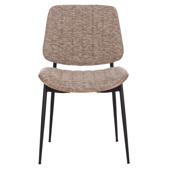 DINING CHAIR CONTI HM9983.01 BLACK METAL--BROWN FABRIC 49x56x82Hcm.