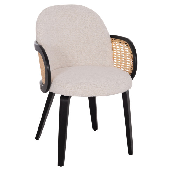 DINING CHAIR BECKER HM18246.02 PLYWOOD IN BLACK--ECRU FABRIC 54x62x79Hcm.