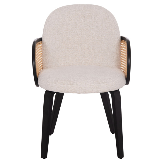DINING CHAIR BECKER HM18246.02 PLYWOOD IN BLACK--ECRU FABRIC 54x62x79Hcm.