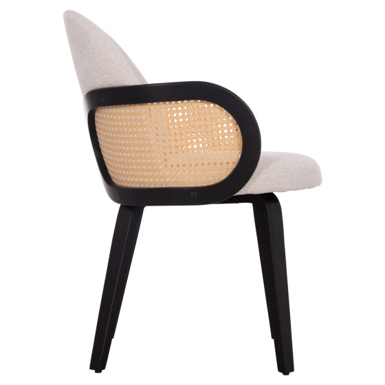 DINING CHAIR BECKER HM18246.02 PLYWOOD IN BLACK--ECRU FABRIC 54x62x79Hcm.
