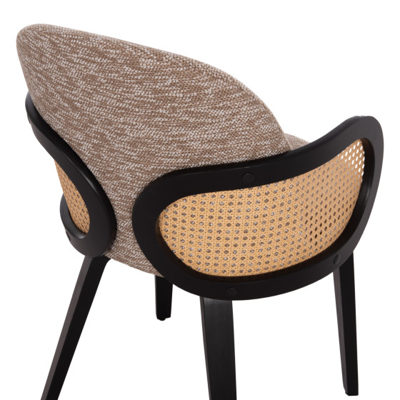 DINING CHAIR BECKER HM18246.03 PLYWOOD IN BLACK--FABRIC IN BROWN 54x62x79Hcm.