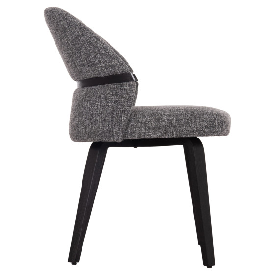 DINING CHAIR DEKKER HM18249.02 PLYWOOD IN BLACK--FABRIC IN GREY 50x60x80Hcm.