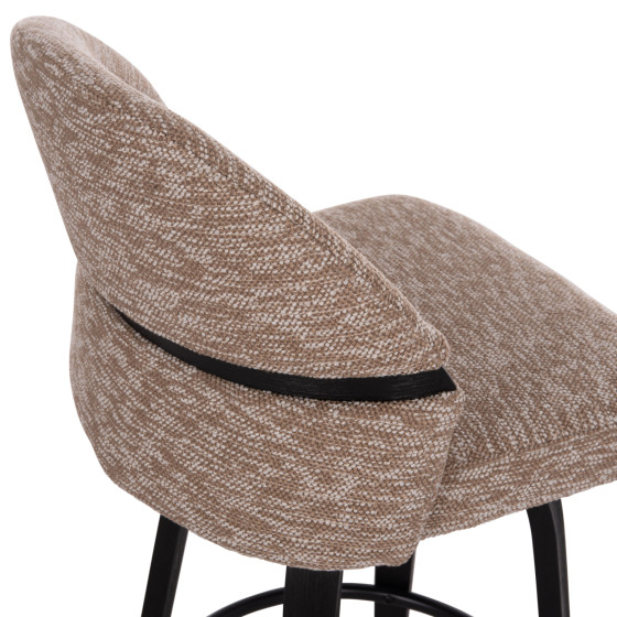 BAR STOOL SWIVEL DEKKER HM18250.02 PLYWOOD IN BLACK--FABRIC IN BROWN 48x54x96Hcm.