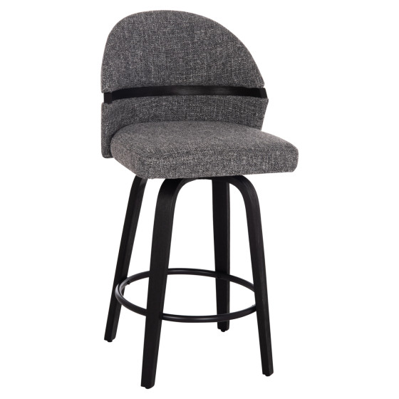 BAR STOOL SWIVEL DEKKER HM18250.03 PLYWOOD IN BLACK--FABRIC IN GREY 48x54x96Hcm.