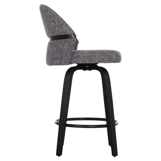 BAR STOOL SWIVEL DEKKER HM18250.03 PLYWOOD IN BLACK--FABRIC IN GREY 48x54x96Hcm.