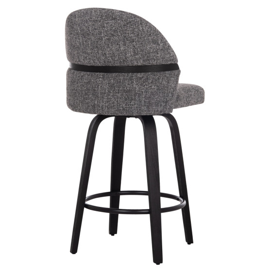 BAR STOOL SWIVEL DEKKER HM18250.03 PLYWOOD IN BLACK--FABRIC IN GREY 48x54x96Hcm.