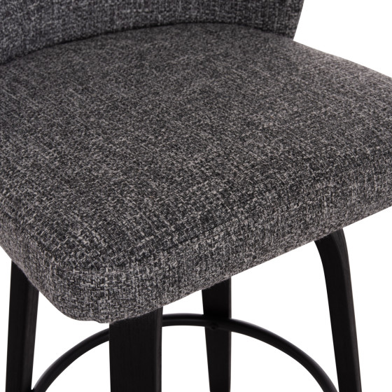 BAR STOOL SWIVEL DEKKER HM18250.03 PLYWOOD IN BLACK--FABRIC IN GREY 48x54x96Hcm.