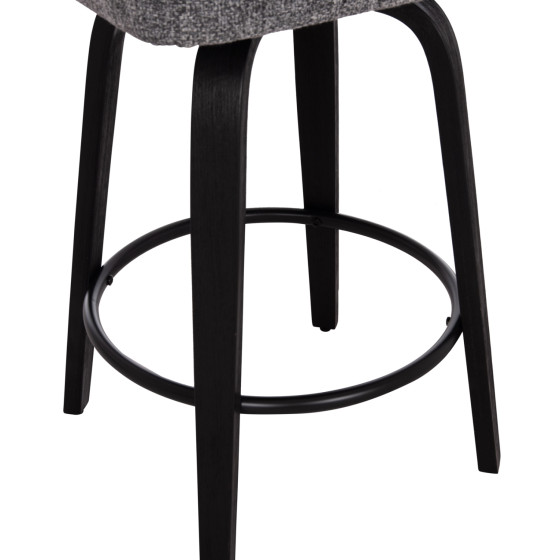 BAR STOOL SWIVEL DEKKER HM18250.03 PLYWOOD IN BLACK--FABRIC IN GREY 48x54x96Hcm.