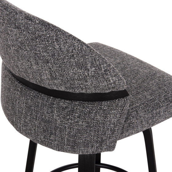 BAR STOOL SWIVEL DEKKER HM18250.03 PLYWOOD IN BLACK--FABRIC IN GREY 48x54x96Hcm.