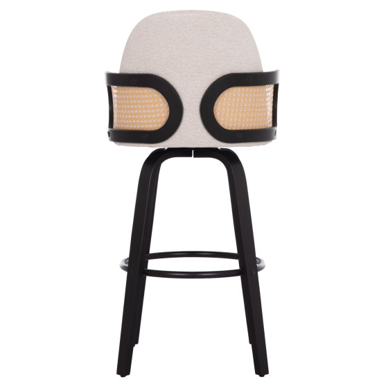 BAR STOOL SWIVEL BECKER HM18251.02 PLYWOOD IN BLACK--FABRIC IN ECRU 50x52x100Hcm.
