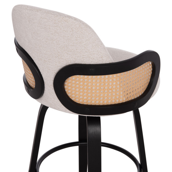 BAR STOOL SWIVEL BECKER HM18251.02 PLYWOOD IN BLACK--FABRIC IN ECRU 50x52x100Hcm.