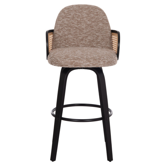 BAR STOOL SWIVEL BECKER HM18251.03 PLYWOOD IN BLACK--FABRIC IN BROWN 50x52x100Hcm.