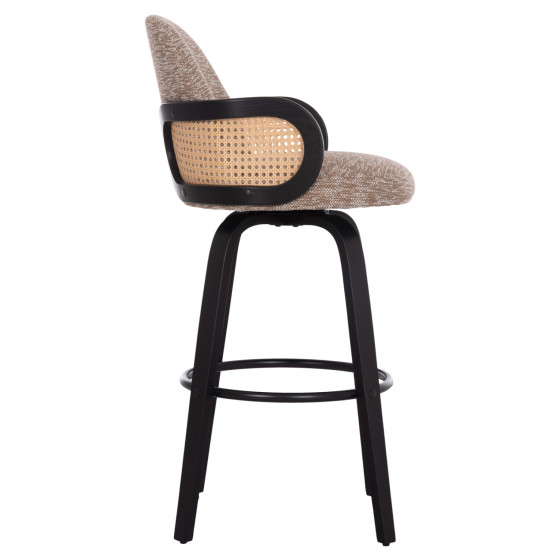 BAR STOOL SWIVEL BECKER HM18251.03 PLYWOOD IN BLACK--FABRIC IN BROWN 50x52x100Hcm.