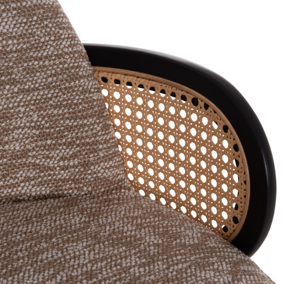 BAR STOOL SWIVEL BECKER HM18251.03 PLYWOOD IN BLACK--FABRIC IN BROWN 50x52x100Hcm.