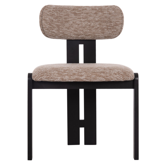 DINING CHAIR KARVO HM18252.03 FABRIC IN BROWN--WOOD IN BLACK 57x50x78.5Hcm.
