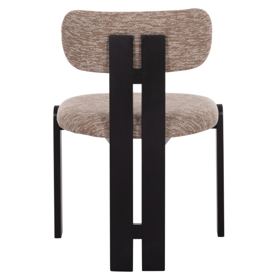DINING CHAIR KARVO HM18252.03 FABRIC IN BROWN--WOOD IN BLACK 57x50x78.5Hcm.