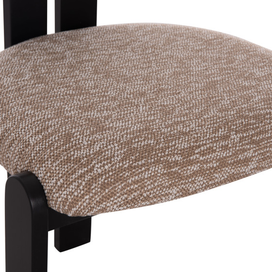 DINING CHAIR KARVO HM18252.03 FABRIC IN BROWN--WOOD IN BLACK 57x50x78.5Hcm.