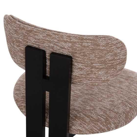 DINING CHAIR KARVO HM18252.03 FABRIC IN BROWN--WOOD IN BLACK 57x50x78.5Hcm.
