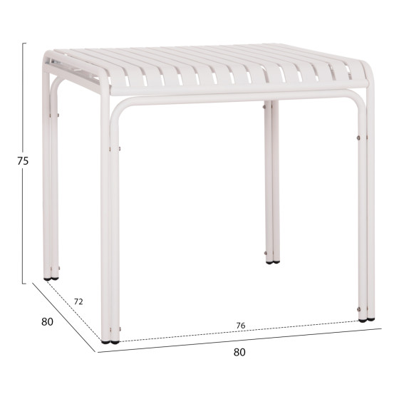 OUTDOOR SQUARE ALUMINUM TABLE RACHEL HM6338.02 WHITE COLOR 80x80x75Hcm.
