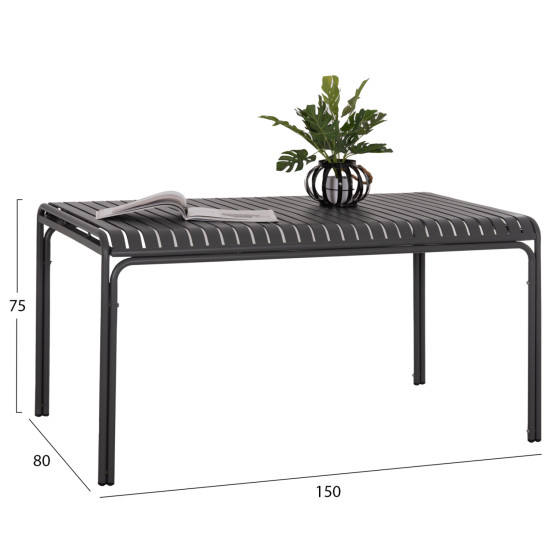 OUTDOOR ALUMINUM TABLE RACHEL HM6339.01 GREY COLOR 150x80x75Hcm.