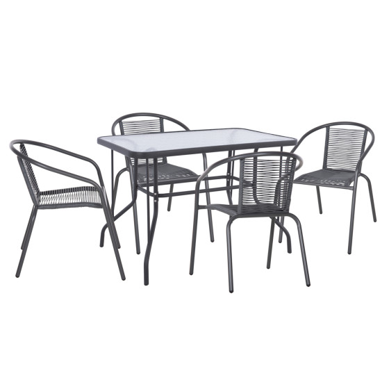 OUTDOOR DINING SET 5PCS SWIFTER HM21222 METAL CHAIRS & TABLE 110x60 GREY