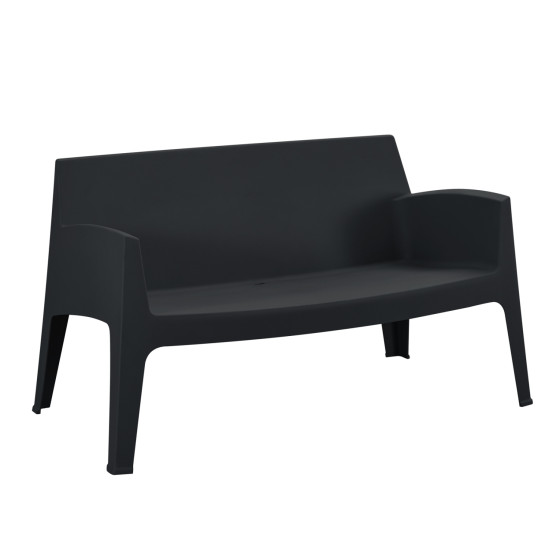 POLYPROPYLENE 2-SEATER SOFA SLEEK HM6366.02 BLACK COLOR 133x68x73Hcm.