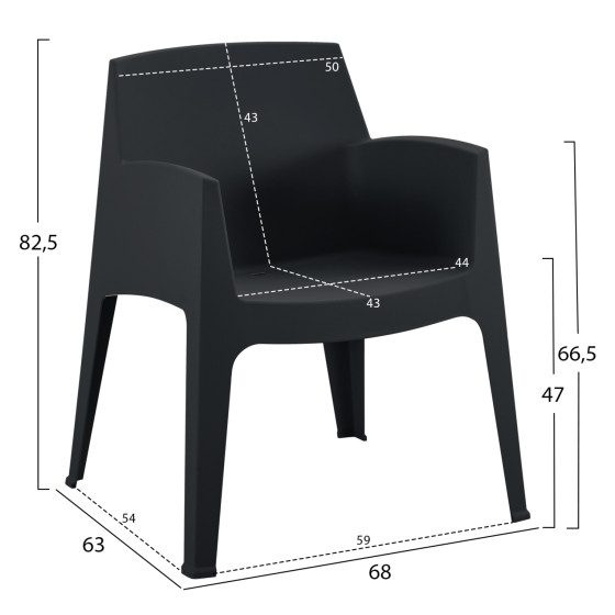 ΣΕΤ 3ΤΜΧ ΠΟΛΥΠΡΟΠΥΛΕΝΙΟΥ SLEEK HM21267.02 ΤΡΑΠΕΖΑΚΙ & 2 ΠΟΛΥΘΡΟΝΕΣ-ΜΑΥΡΟ