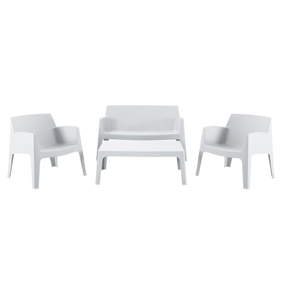 LOUNGE SET 4PCS SLEEK HM21268.01 WHITE POLYPROPYLENE