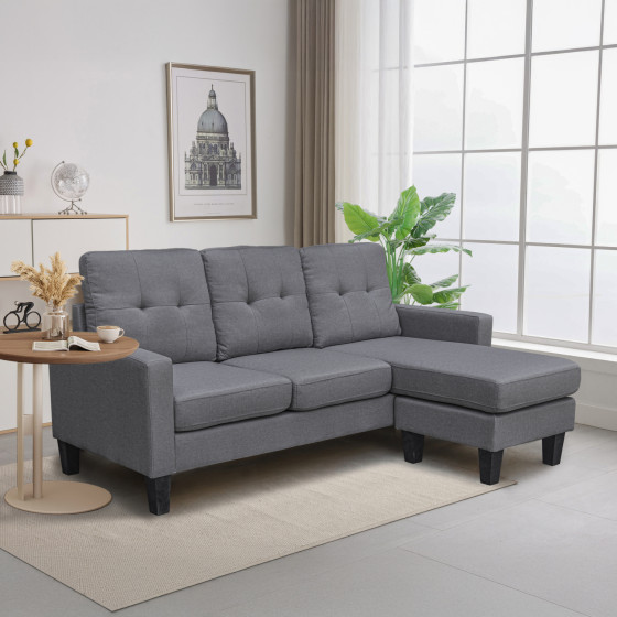 CORNER SOFA REVERSIBLE MEGGY HM3297.01 GREY FABRIC 184.5x129x86Hcm.