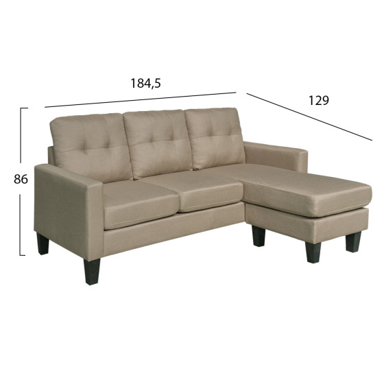 CORNER SOFA REVERSIBLE MEGGY HM3297.03 BEIGE FABRIC 184.5x129x86Hcm.