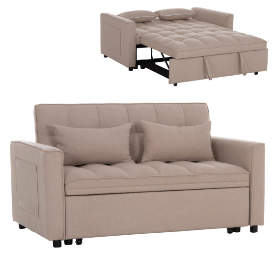 SOFA BED 2-SEATER BORG HM3289.03 BEIGE FABRIC 140x75x89Hcm.