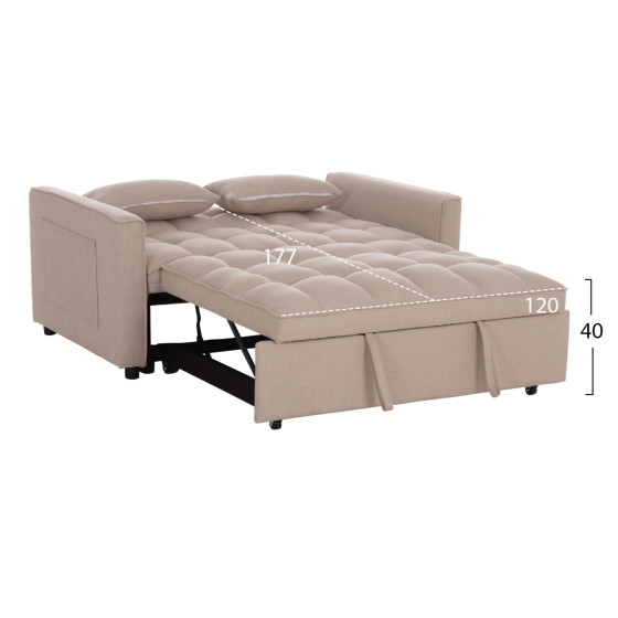 SOFA BED 2-SEATER BORG HM3289.03 BEIGE FABRIC 140x75x89Hcm.