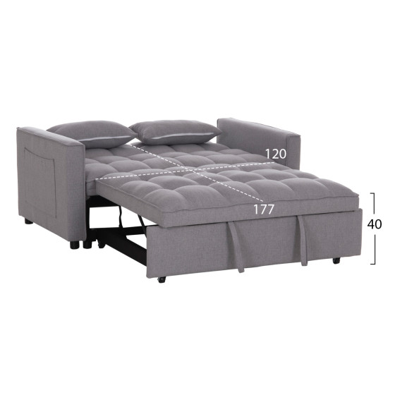 SOFA BED 2-SEATER BORG HM3289.11 GREY FABRIC 140x75x89Hcm.