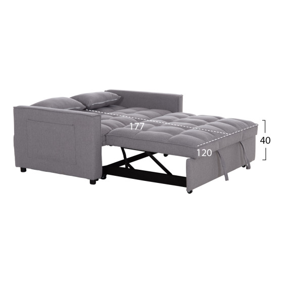 SOFA BED 2-SEATER BORG HM3289.01 GREY FABRIC 140x75x89Hcm.