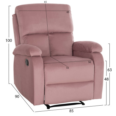 ARMCHAIR RELAX DIONI HM3296.02 PINK VELVET 85x90x100Hcm.